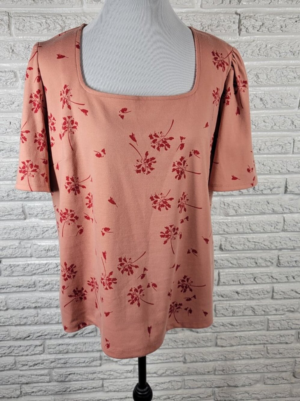 Liz Claiborne Womens Top XXL Plus Tee Short‎ Sleeve Pink Floral Casual FLO113XE